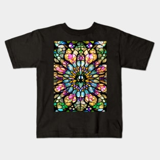 Stained Glass Lotus Flower Mandala Kids T-Shirt